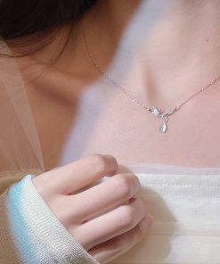 Summer Bamboo Water Drop Necklace for Women - 2025 Trendy Light Luxury Collarbone Chain, Exquisite High-End Accessory