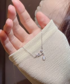 Summer Bamboo Water Drop Necklace for Women - 2025 Trendy Light Luxury Collarbone Chain, Exquisite High-End Accessory