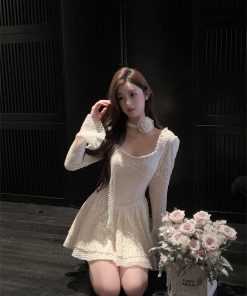 Summer Bell Sleeve White Dress - Slim Fit Halter with Flowing Ribbons - Elegant Fairy Style for Y2K Fashion Lovers