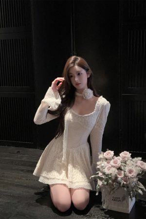 Summer Bell Sleeve White Dress - Slim Fit Halter with Flowing Ribbons - Elegant Fairy Style for Y2K Fashion Lovers