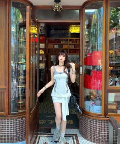 Summer Bodycon T-Shirt Dress for Women, Waist-Defining Slimming Design, Two-Way Wear, Casual Chic Style