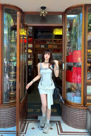 Summer Bodycon T-Shirt Dress for Women, Waist-Defining Slimming Design, Two-Way Wear, Casual Chic Style