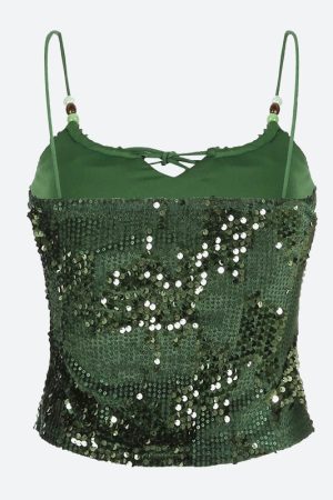 Summer Fashion Outfits, Dark Feminine Aesthetic Casual - Baddie Sequined Top