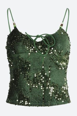 Summer Fashion Outfits, Dark Feminine Aesthetic Casual - Baddie Sequined Top
