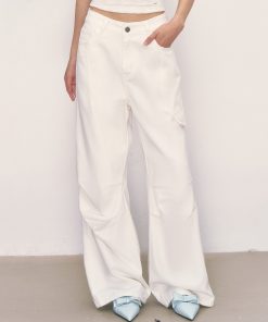 Summer Floral Print Wide-Leg Loose Women's Jeans - 2025 American Design, Trendy Summer Pants for Effortless Style