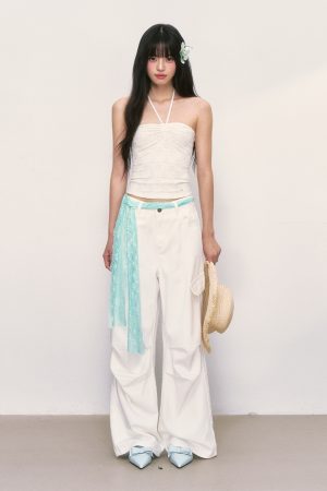 Summer Floral Print Wide-Leg Loose Women's Jeans - 2025 American Design, Trendy Summer Pants for Effortless Style