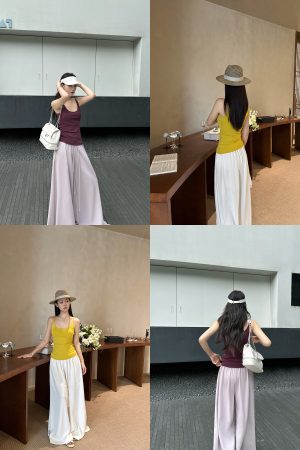 Summer Flowing Pants for Women, Slim Fit Drawstring Design, Lightweight and Cool, Perfect for Casual or Beach Wear