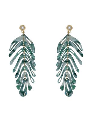 Summer Green Leaf Earrings for Women, Beach Sand Studs, Vacation Travel Ear Drops, Niche Design Clips, Trendy Boho Jewelry