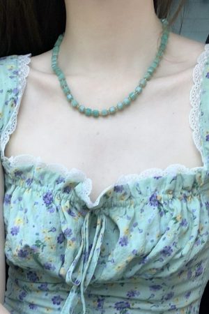 Summer Ice Transparent Green Natural Stone Beaded Necklace - High-End Luxury Fashion Collarbone Chain for Women
