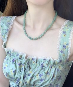 Summer Ice Transparent Green Natural Stone Beaded Necklace - High-End Luxury Fashion Collarbone Chain for Women