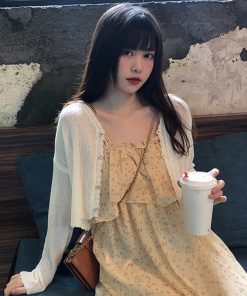 Summer Knit Cardigan Shawl with Camisole Dress Cover-Up - Women's Airy Thin Coat for 2025 Fashion