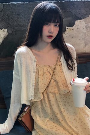 Summer Knit Cardigan Shawl with Camisole Dress Cover-Up - Women's Airy Thin Coat for 2025 Fashion