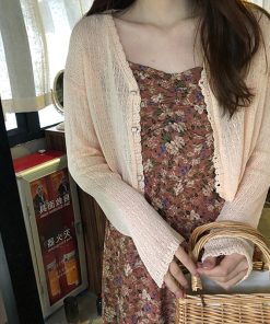 Summer Knit Cardigan Shawl with Camisole Dress Cover-Up - Women's Airy Thin Coat for 2025 Fashion