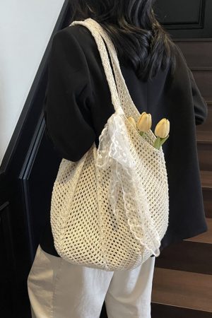Summer Large Capacity Straw Woven Bag for Women - 2025 Fashion Beach Tote, Hollow Shoulder Commuter Bag, Trendy Vacation Accessory