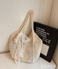 Summer Large Capacity Straw Woven Bag for Women - 2025 Fashion Beach Tote, Hollow Shoulder Commuter Bag, Trendy Vacation Accessory