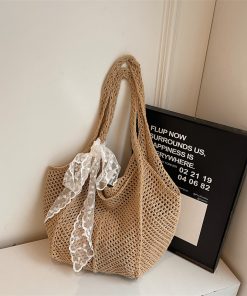 Summer Large Capacity Straw Woven Bag for Women - 2025 Fashion Beach Tote, Hollow Shoulder Commuter Bag, Trendy Vacation Accessory