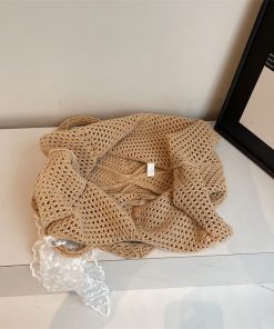 Summer Large Capacity Straw Woven Bag for Women - 2025 Fashion Beach Tote, Hollow Shoulder Commuter Bag, Trendy Vacation Accessory