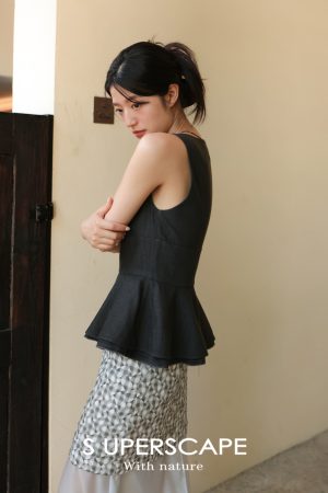 Summer Linen Feel V-Neck Sleeveless Waist-Defined Split Top - Lightweight Casual Style for Effortless Summer Fashion