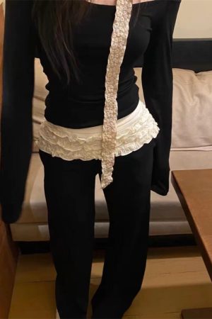 Summer Loose Flared Wide-Leg Suit Pants for Women in Pumpkin and Black, Pleated Design for Trendy Y2K Style