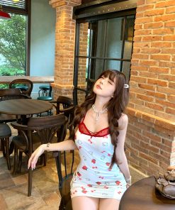 Summer Melody French Lace Mesh Dress for Women, Slim Fit Bodycon Mini Skirt, Stylish Fake Two-Piece Look, Perfect for Summer Events