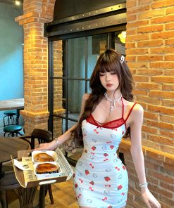 Summer Melody French Lace Mesh Dress for Women, Slim Fit Bodycon Mini Skirt, Stylish Fake Two-Piece Look, Perfect for Summer Events