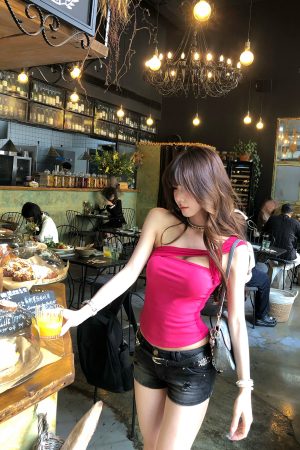 Summer Off-Shoulder Camisole Top - Waist-Cinching Slim Fit, Korean Drama-Inspired Rich Girl Style