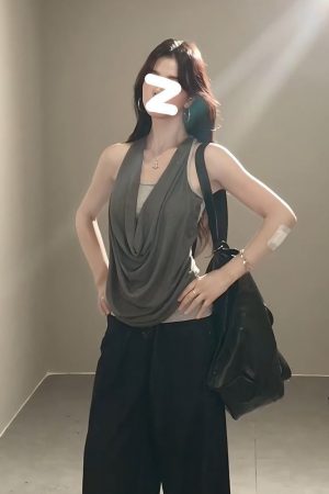 Summer Off-Shoulder Halter Tank Top for Women - Casual Slim Fit Sleeveless Inner Top, Sexy Design for Y2K and 90s Fashion