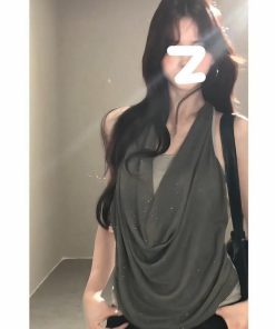 Summer Off-Shoulder Halter Tank Top for Women - Casual Slim Fit Sleeveless Inner Top, Sexy Design for Y2K and 90s Fashion