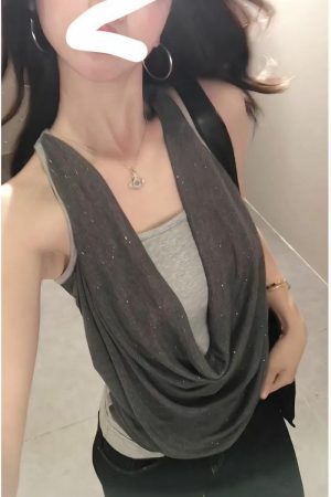 Summer Off-Shoulder Halter Tank Top for Women - Casual Slim Fit Sleeveless Inner Top, Sexy Design for Y2K and 90s Fashion