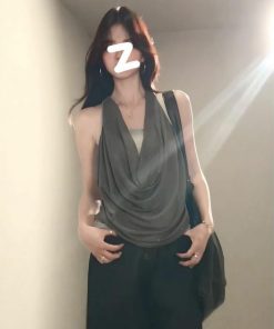 Summer Off-Shoulder Halter Tank Top for Women - Casual Slim Fit Sleeveless Inner Top, Sexy Design for Y2K and 90s Fashion
