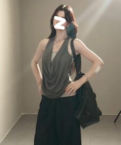 Summer Off-Shoulder Halter Tank Top for Women - Casual Slim Fit Sleeveless Inner Top, Sexy Design for Y2K and 90s Fashion