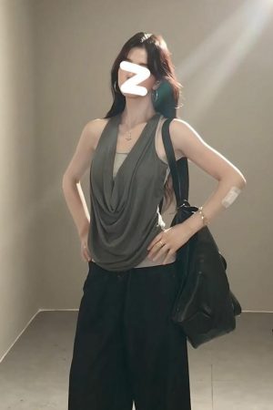 Summer Off-Shoulder Halter Tank Top for Women - Casual Slim Fit Sleeveless Inner Top, Sexy Design for Y2K and 90s Fashion