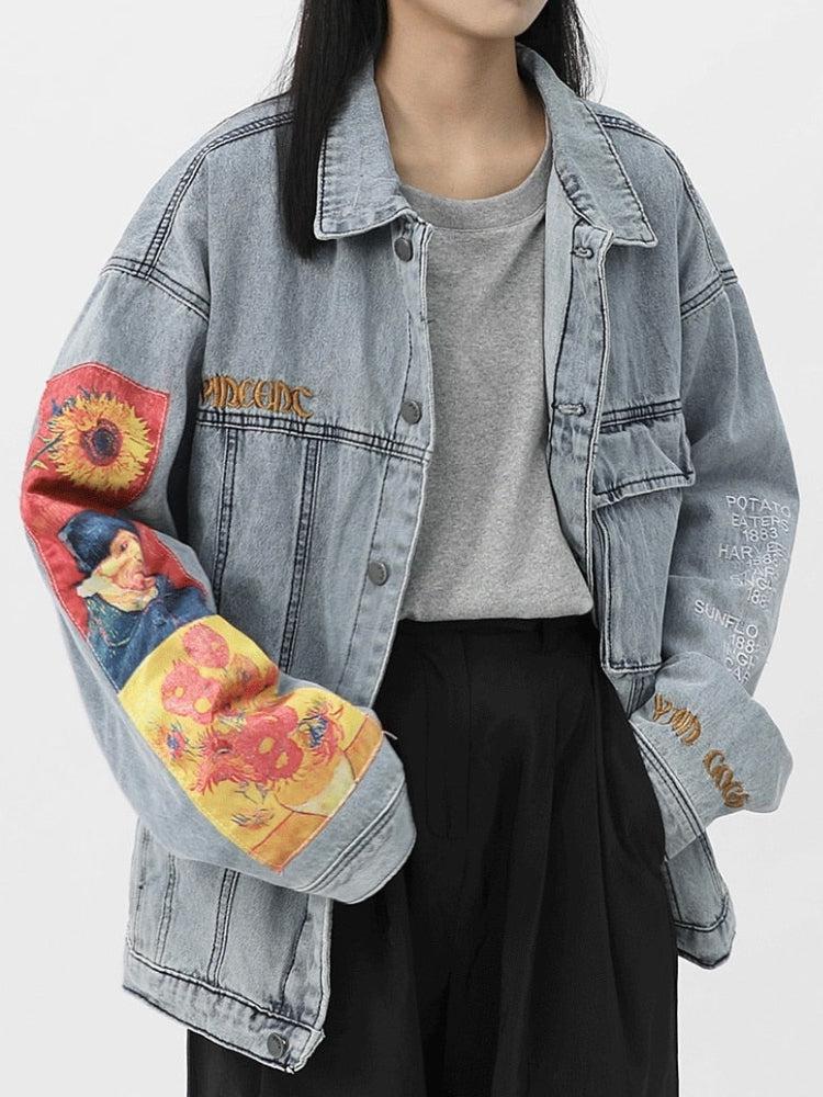 Summer Outfit Coquette, Girl Styles Outfit - Vincent Van Gogh Denim Jacket Summer Outfit Coquette, Girl Styles Outfit - Vincent Van Gogh Denim Jacket