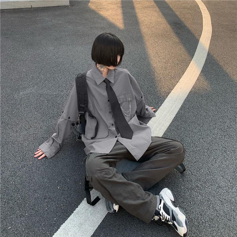 Summer Outfit Coquette, Mia 4 - Grunge Detachable Sleeve Shirt Summer Outfit Coquette, Mia 4 - Grunge Detachable Sleeve Shirt