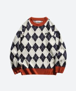 Summer Outfits Layers, Styling Pants - Vintage Argyle Knitted Sweater