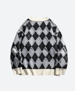 Summer Outfits Layers, Styling Pants - Vintage Argyle Knitted Sweater