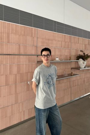 Summer Relief Smile Face Short Sleeve T-Shirt for Men â€“ Loose Casual Style, Trendy American Design, Perfect for 90s and Y2K Fashion