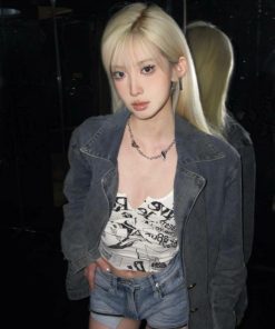 Summer Slim Fit Cropped Camisole for Women - Pure Cotton American Style Spicy Girl Letter Print Top