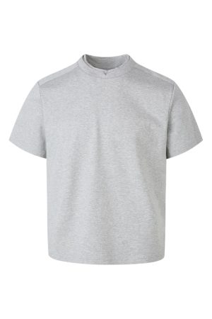 Summer Slim Fit Double-Layer Collar Solid Color Short Sleeve T-Shirt - Versatile Basic Tee for Effortless Style