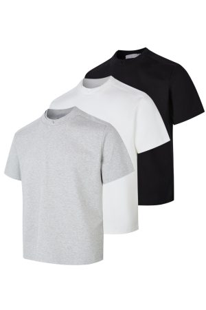 Summer Slim Fit Double-Layer Collar Solid Color Short Sleeve T-Shirt - Versatile Basic Tee for Effortless Style