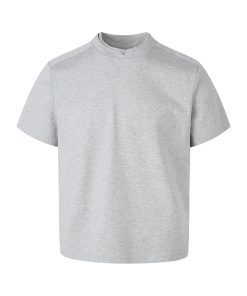 Summer Slim Fit Double-Layer Collar Solid Color Short Sleeve T-Shirt - Versatile Basic Tee for Effortless Style