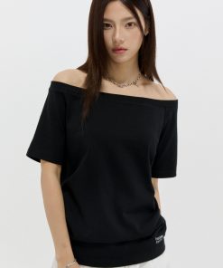 Summer Slim Fit One-Shoulder Short Sleeve T-Shirt for Women - Casual Off-Shoulder Loose Top, Perfect for Y2K and Korean Style Fashion