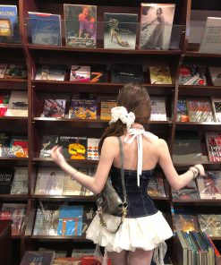 Summer Slimming Lace-Up Camisole Top for Women - Waist-Defined Spliced Design, Hot Girl Style, Perfect for 90s and Y2K Fashion