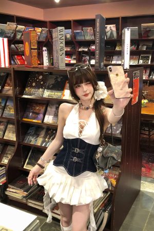 Summer Slimming Lace-Up Camisole Top for Women - Waist-Defined Spliced Design, Hot Girl Style, Perfect for 90s and Y2K Fashion