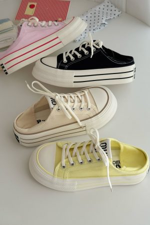 Summer Thick-Soled Canvas Sneakers for Women - Two-Way Wear, Breathable & Versatile, 2025 New Style, Casual Footwear