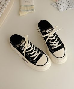 Summer Thick-Soled Canvas Sneakers for Women - Two-Way Wear, Breathable & Versatile, 2025 New Style, Casual Footwear