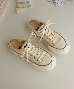 Summer Thick-Soled Canvas Sneakers for Women - Two-Way Wear, Breathable & Versatile, 2025 New Style, Casual Footwear