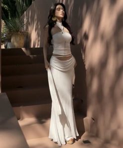 Summer Two-Piece Set - Sexy Halter Top & Bodycon Skirt for Daytime Beach Vacation Style