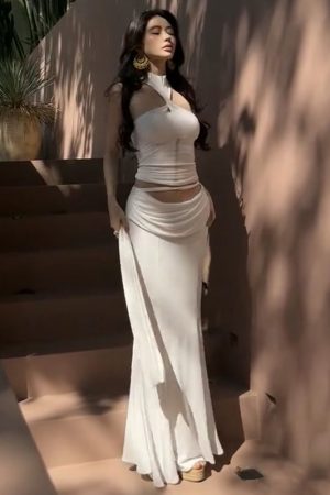 Summer Two-Piece Set - Sexy Halter Top & Bodycon Skirt for Daytime Beach Vacation Style