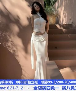 Summer Two-Piece Set - Sexy Halter Top & Bodycon Skirt for Daytime Beach Vacation Style